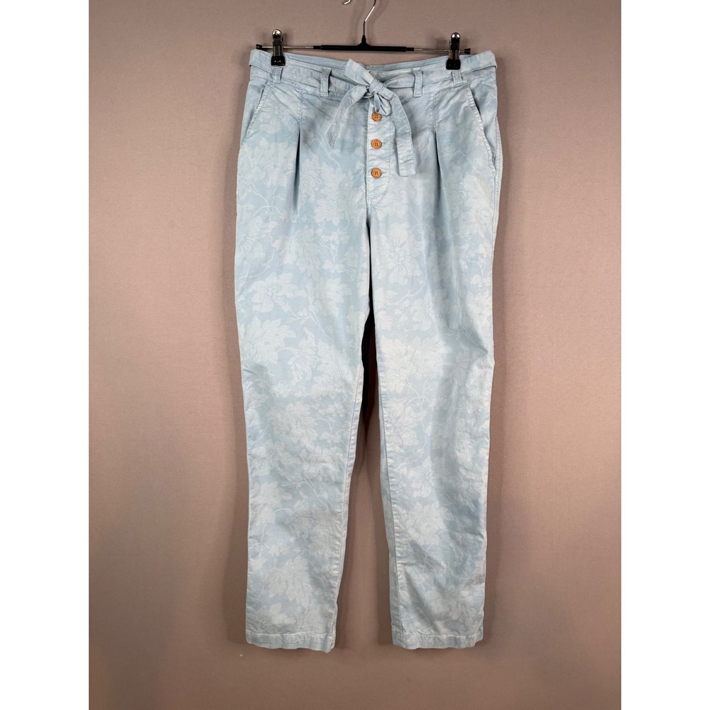 Sundance Bastille Easy Pants Women 6 Blue Floral Cotton Stretch Button Fly Boho